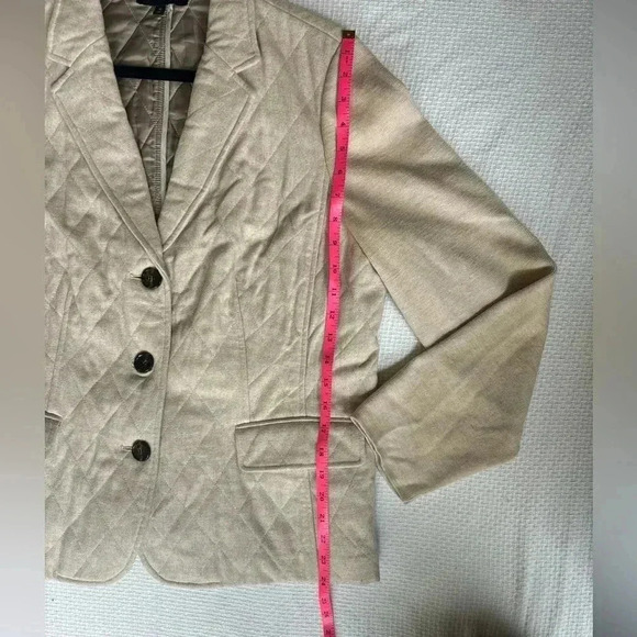 Talbots Blazer 16 Neutral Wool Quilted Academia Career Western Girl Classic - Picture 10 of 12